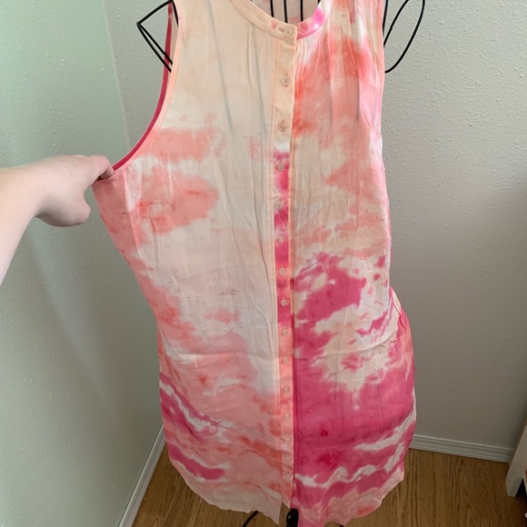 button up tank dress, pink tie dye, belt, - Picture 7 of 13